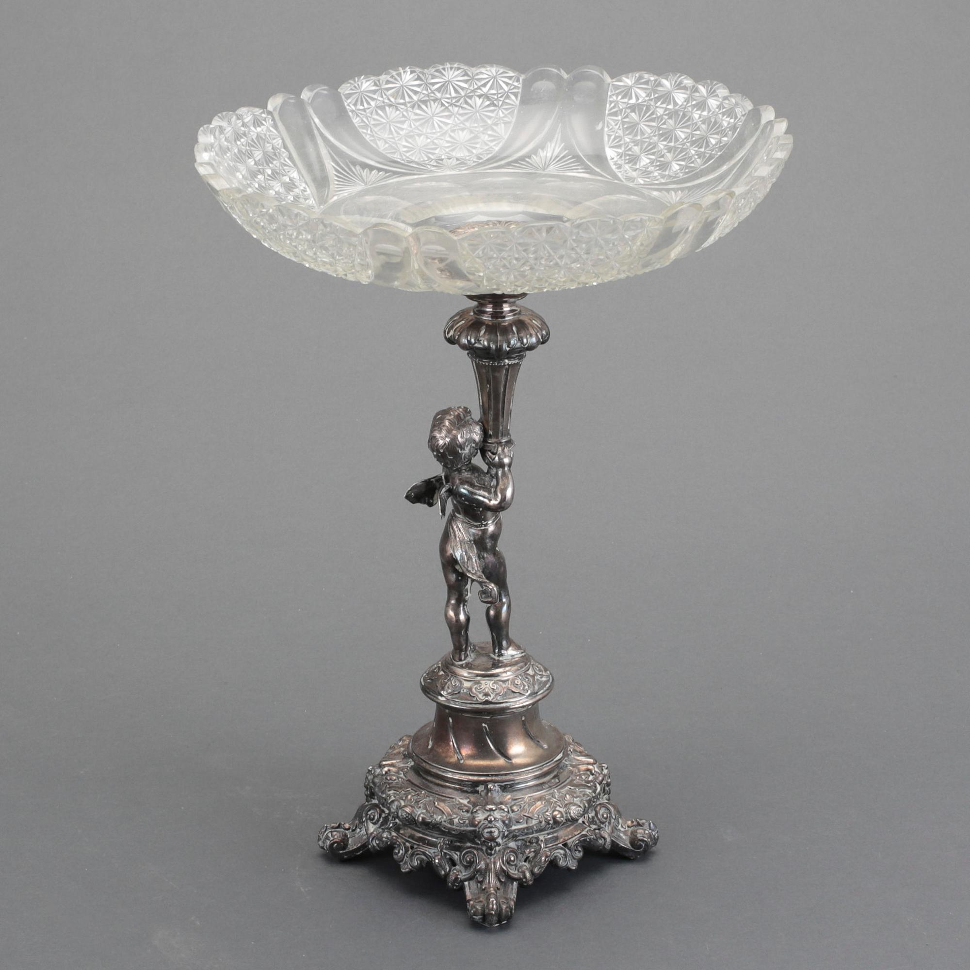 UPPSATSSKÅL, silver och glas, Finland 1890. Vikt ca 1700 g.