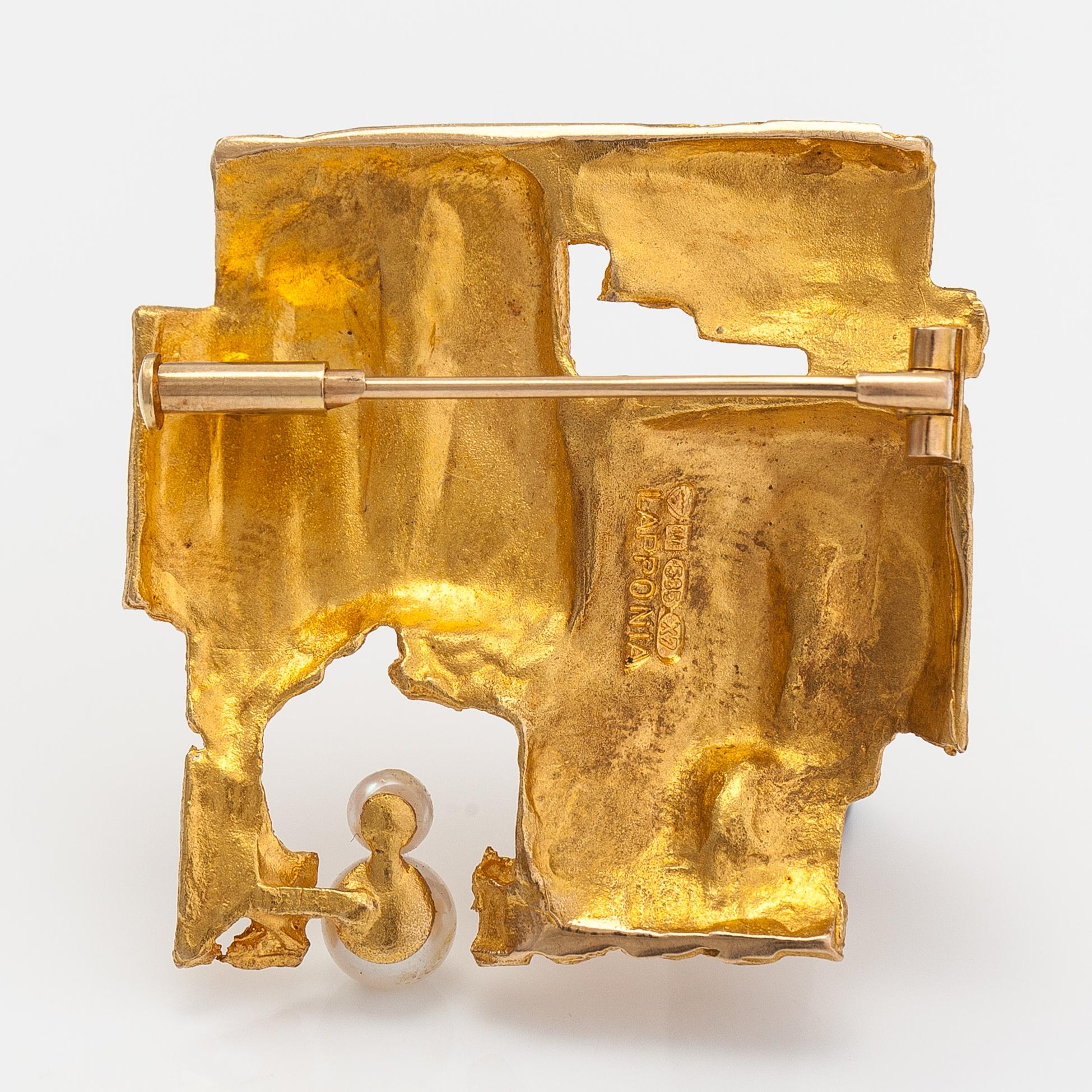 Björn Weckström, RIntaneula "Etude", 14K kultaa, viljellyt helmet. Lapponia 1975.
