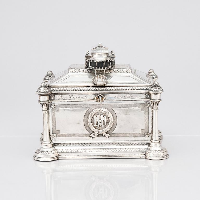 Brahmfeld & Gutruf, smyckeskrin, silver, mitten 1800-talet, Hamburg.