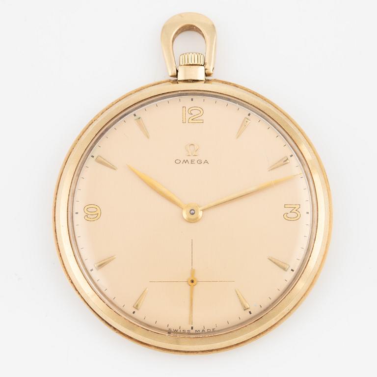 Omega, fickur, 14K guld, 45 mm.