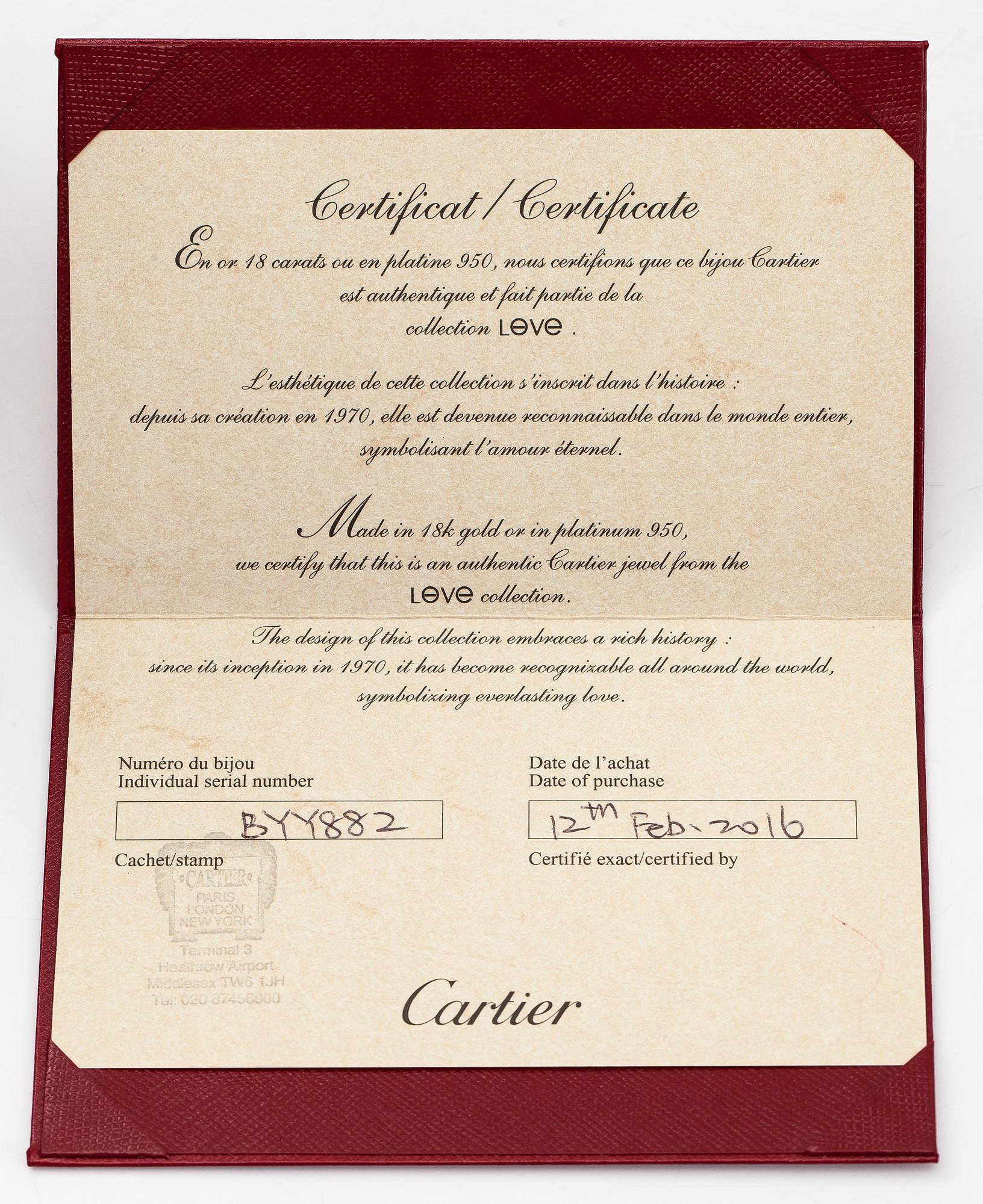 Cartier, "Love", sormus, 18K kultaa.