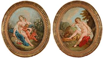 Francois Boucher Hans efterföljd, "Diana" och "Callisto".