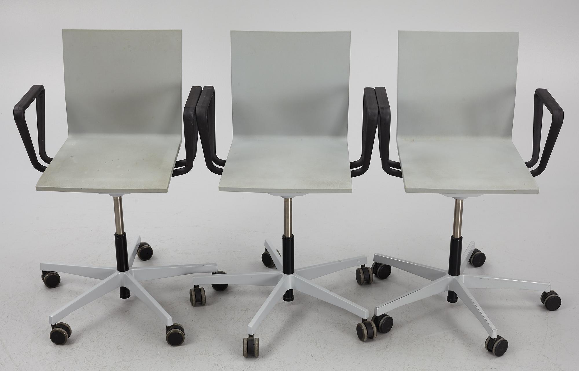 Maarten Van Severen, skrivbordsstolar, 3 st, "Office Chair .04", 3 st, Vitra, 2011-13.