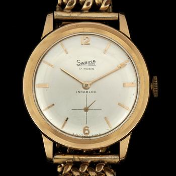 ARMBANDSUR, herr, Sabina, manuell, 18k guld. 1940-tal.
