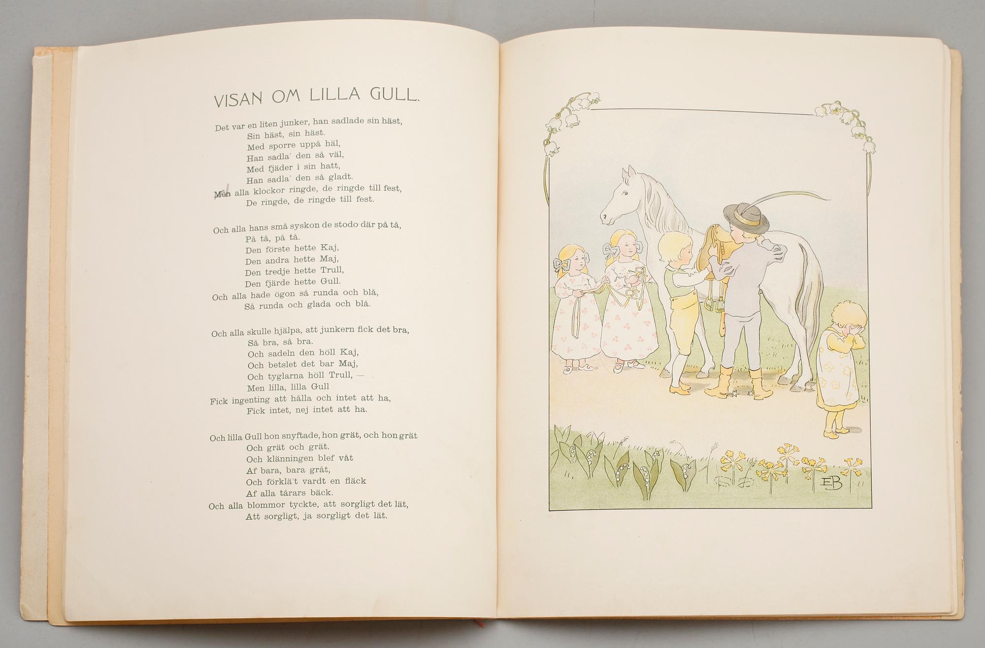 BOK, Blommornas bok, visar af Jeanna Osterdahl, bilder av Elsa Beskow. Med blyertsdedikation av Elsa Beskow.