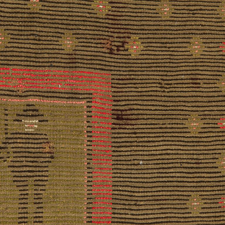 A Finnish folk art long pile ryijy-rug, dated 1817. Circa. 185 x 130 cm.