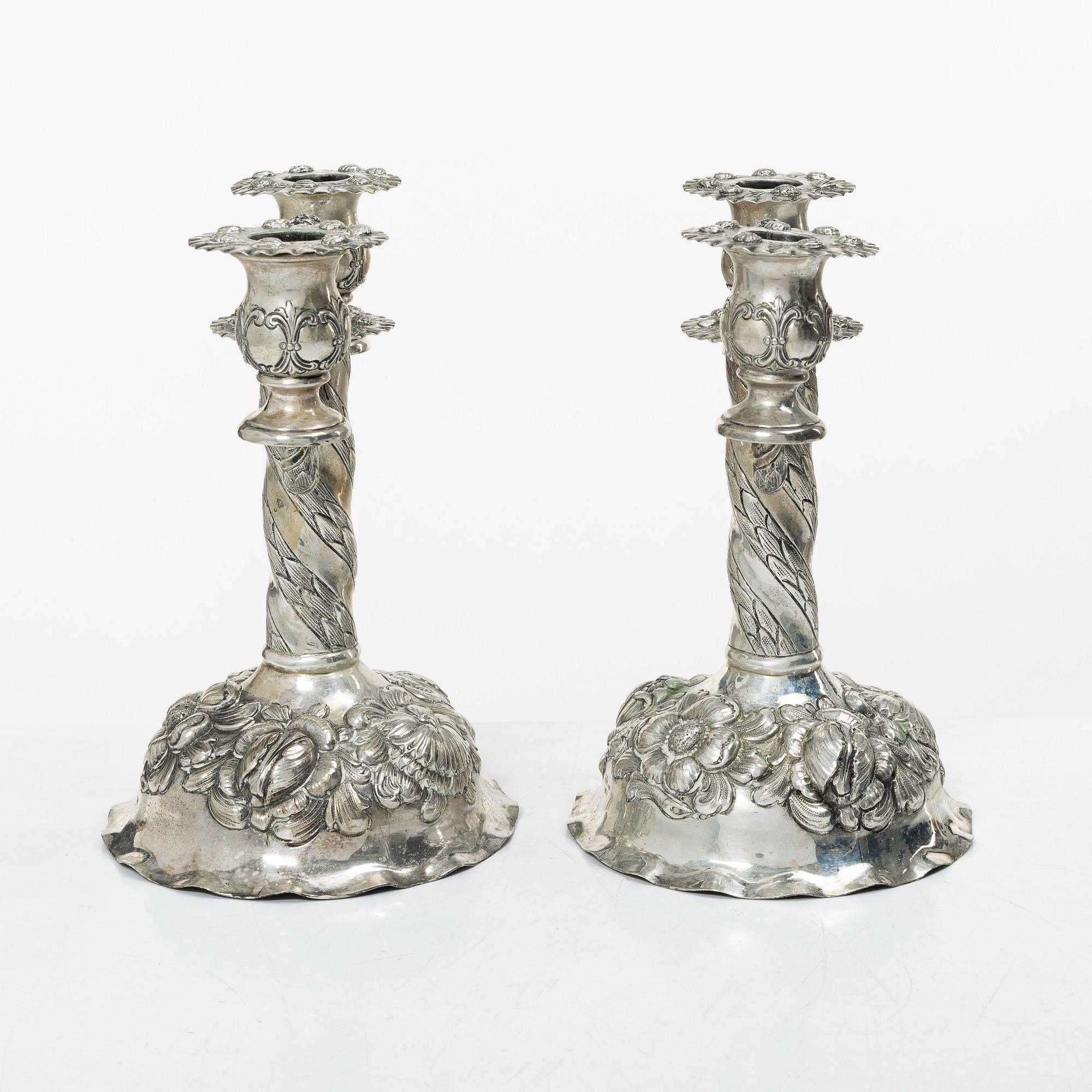 Kandelabrar, ett par, silver, barockstil, Tyskland 1900-tal.