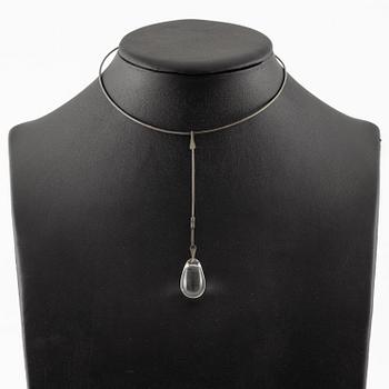 Vivianna Torun Bülow-Hübe, a necklace, silver with a glass drop, excecuted in her own studio most likely 1950's.