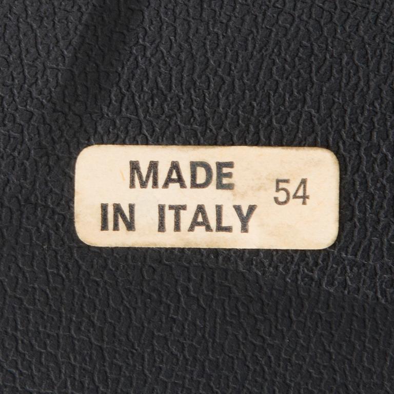 A Set of Three Chrome and Black Leather Chairs.