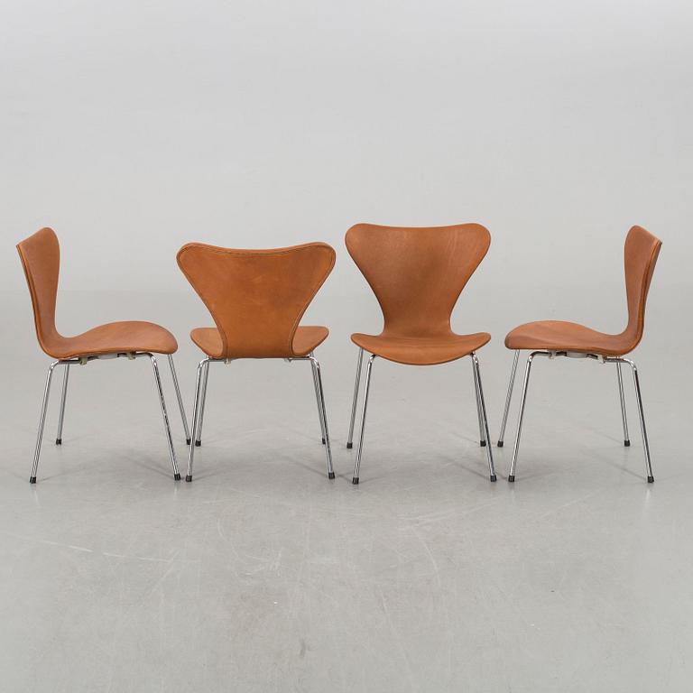 ARNE JACOBSEN, 6 st stolar, "Sjuan", Fritz Hansen.