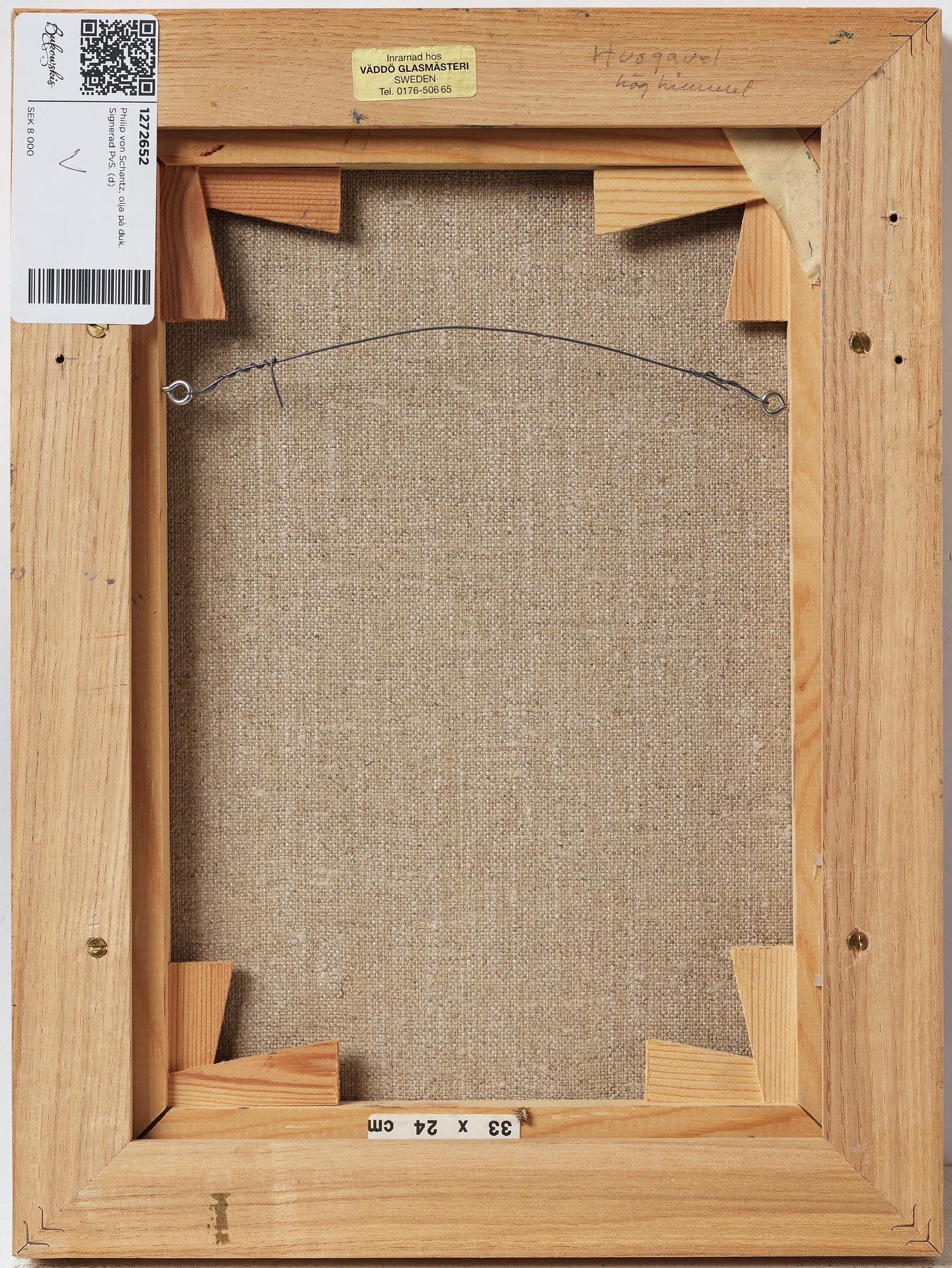 Philip von Schantz, oil on canvas. Signed PvS.