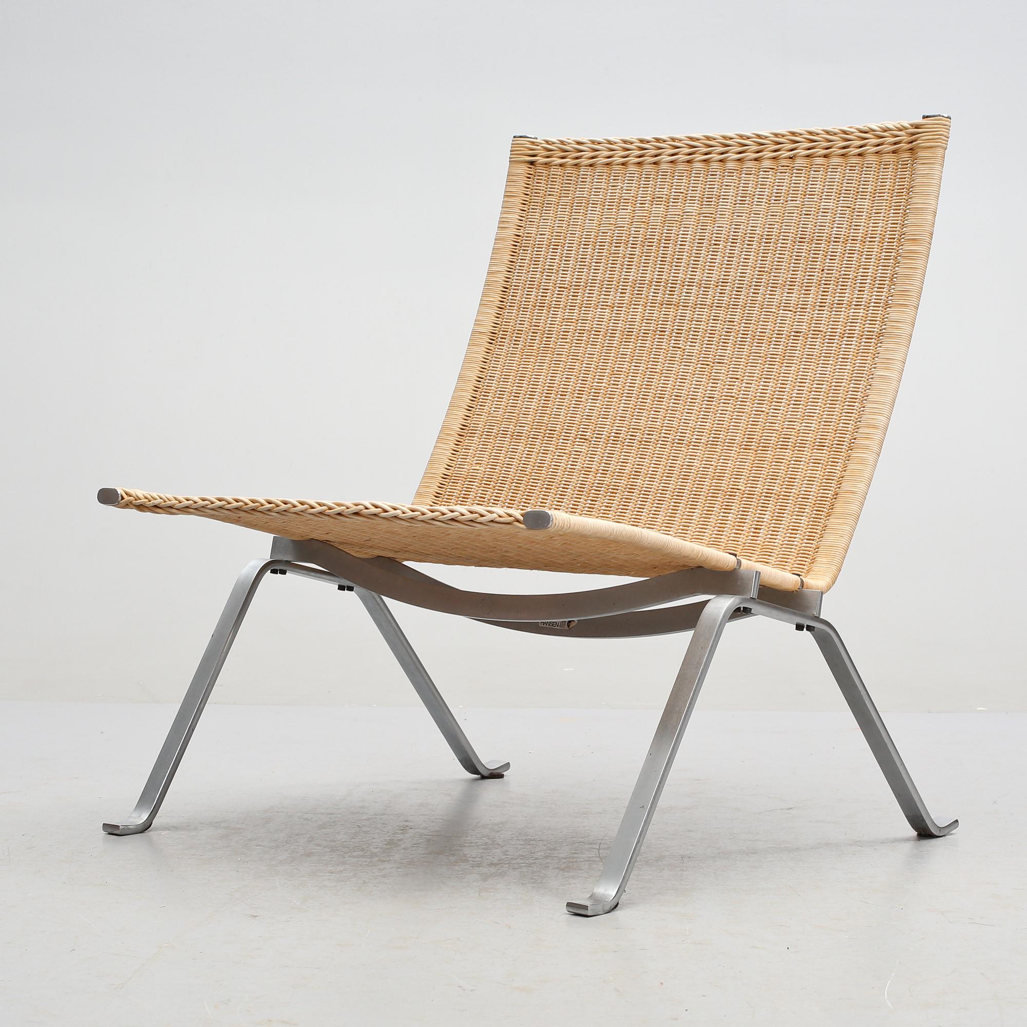 FÅTÖLJ, "PK-22", Poul Kjaerholm, Fritz Hansen, 1985, etikettmärkt.