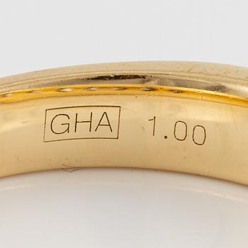 Ring halvallians 18K guld med briljantslipade diamanter.