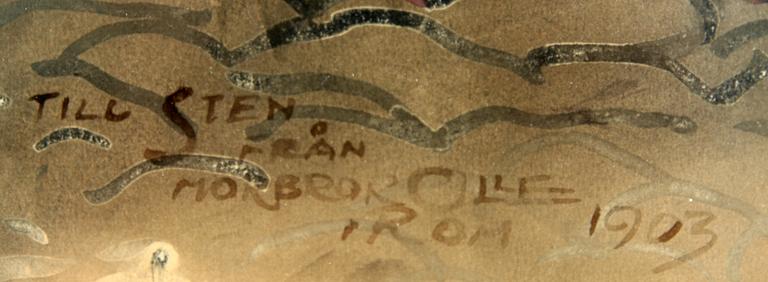 OLLE HJORTZBERG, gouache, sign med dedikation och dat Rom 1903.