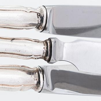 Bestickuppsättning, 107 dlr, silver, "Chippendale", Kultakeskus, Tavastehus 1961-1974.