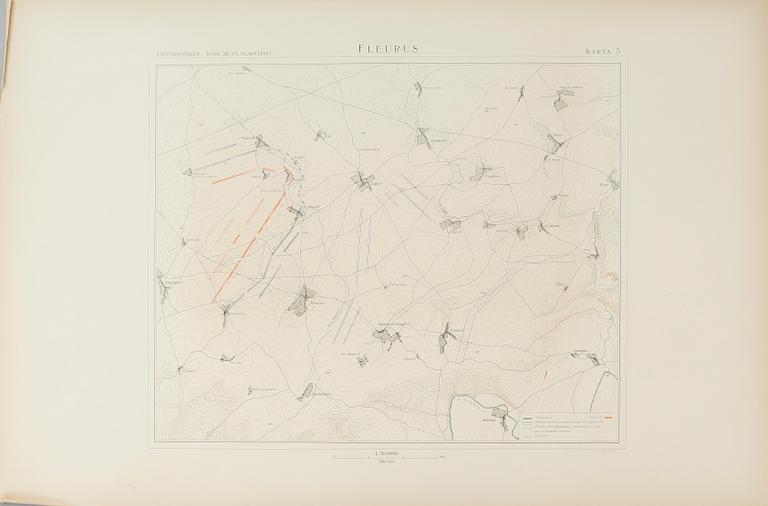 BÖCKER, 4 volymer SAMT KARTVERK, Karl XII på Slagfältet, Generalstaben, PA Norstedts & Söner, Stockholm 1919.