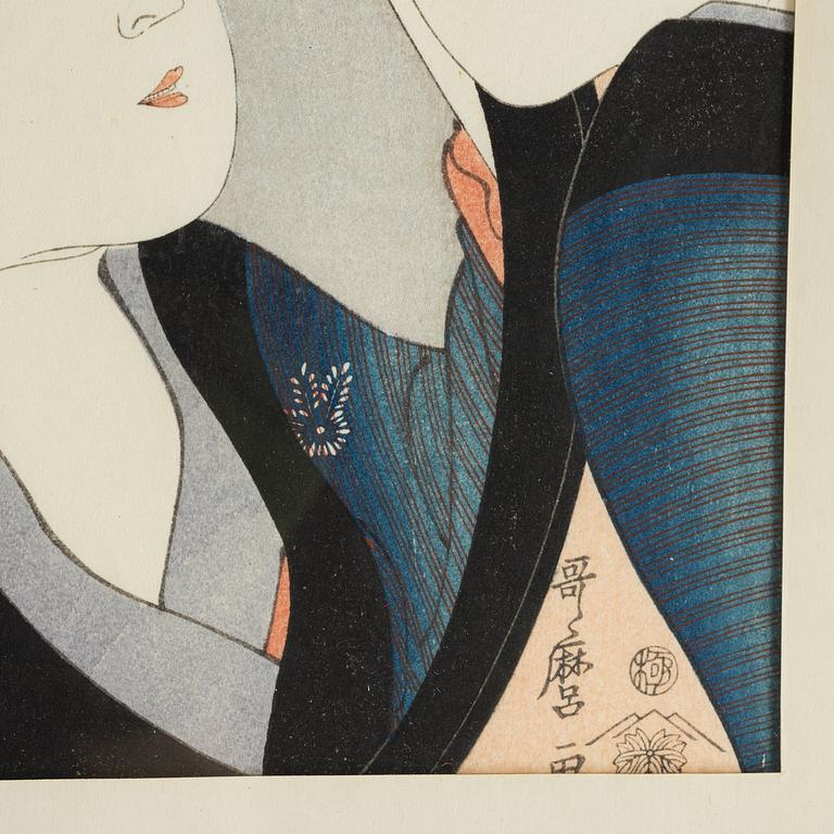 Kitagawa Utamaro, woodblock print in colours, first half of the 20th century.