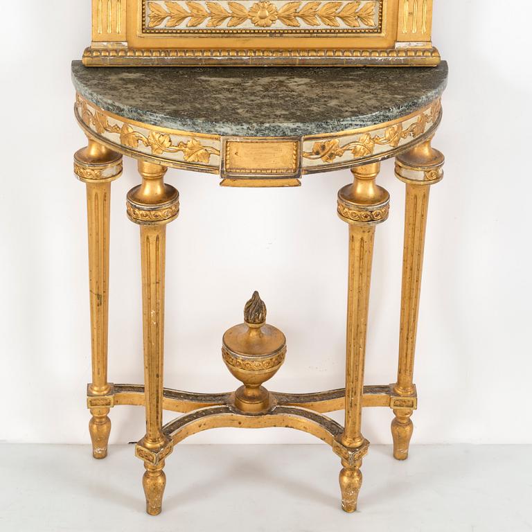 A MIRROR AND CONSOLE TABLE, gustavian style, mid 1900s.