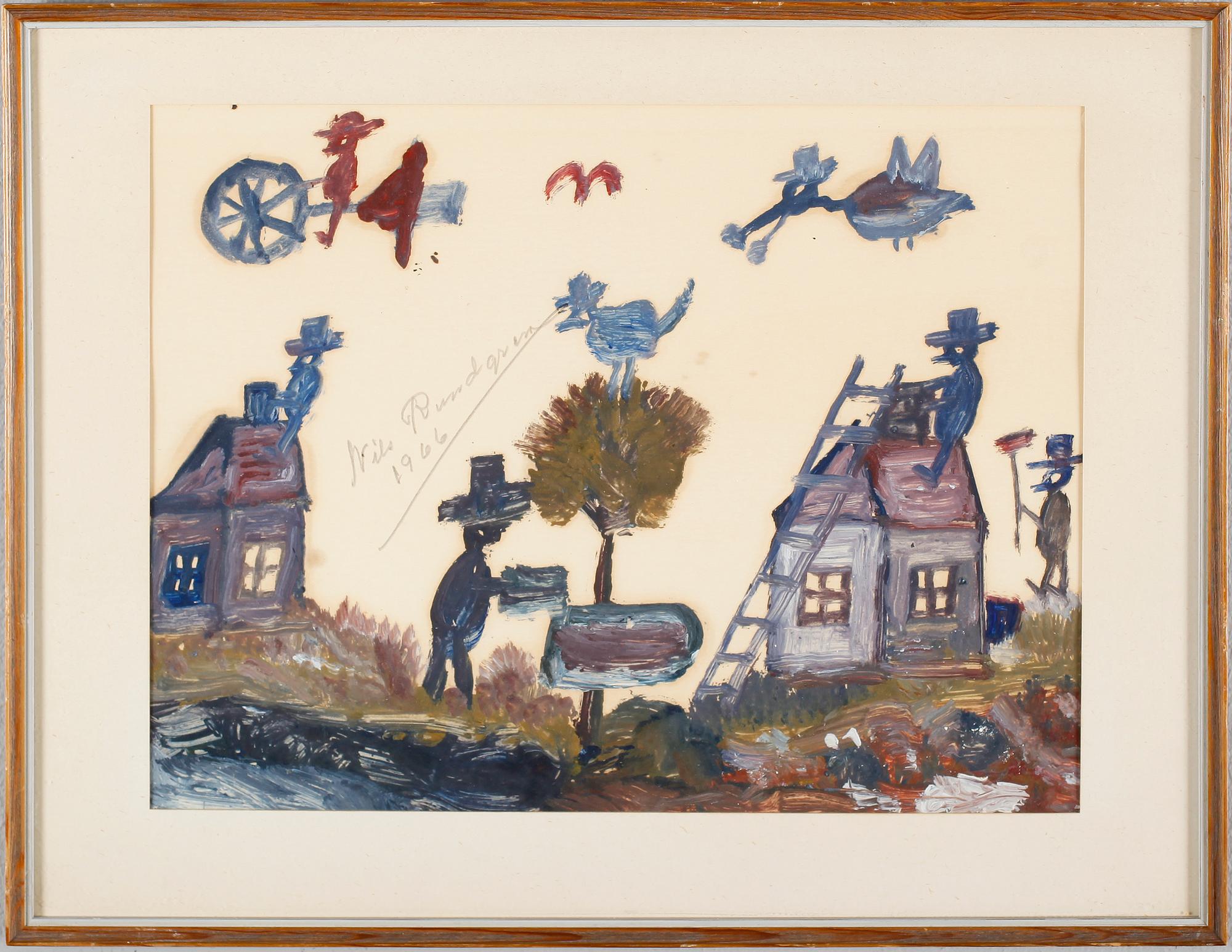 NILS "BJÖRNJÄGARN" RUNDGREN, gouache, signerad och daterad 1966.