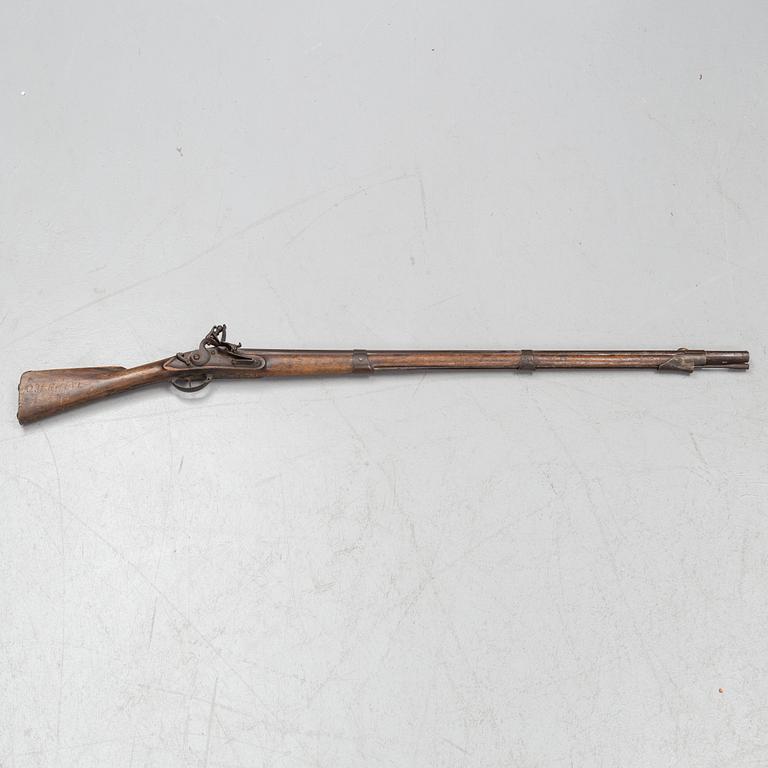 A Swedish military flintlock gun, 1805 pattern.