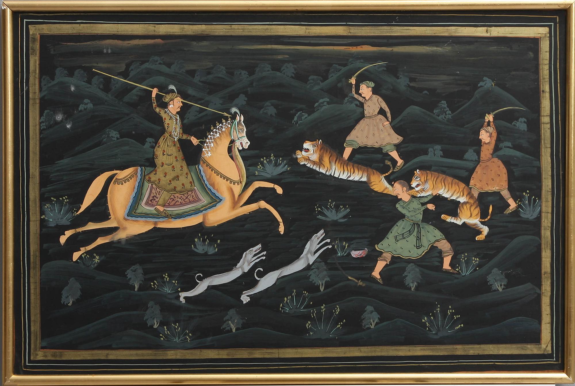 OKÄND KONSTNÄR, 4 st. Indien, 1900-tal sidenmåleri.