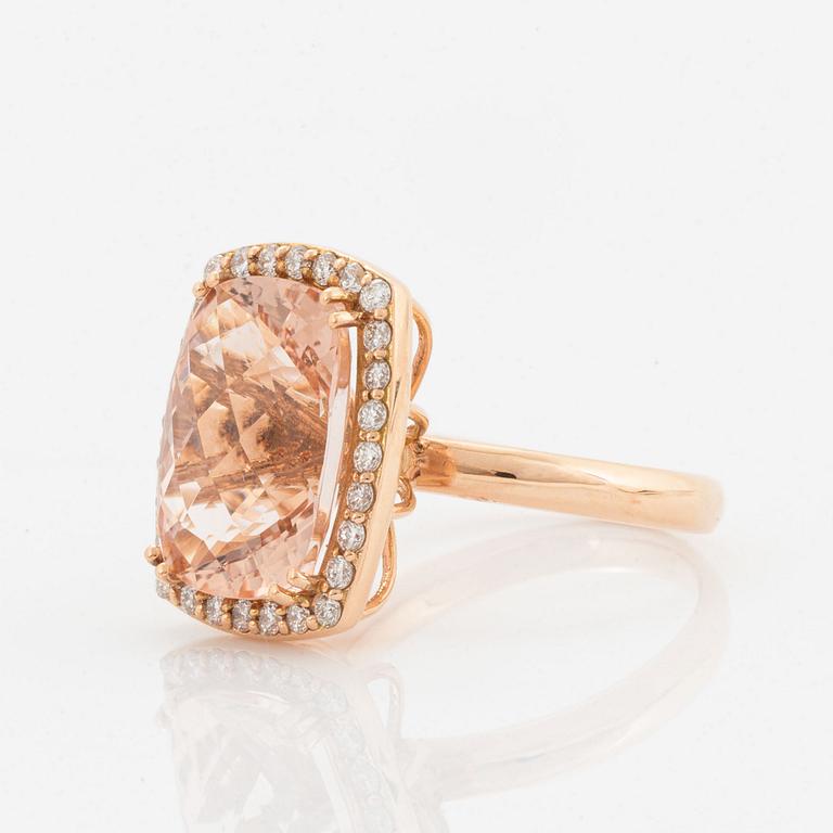 Morganite and brilliant-cut cocktail ring.