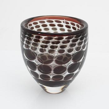 Ingeborg Lundin, an ariel glass vase, Orrefors, Sweden.