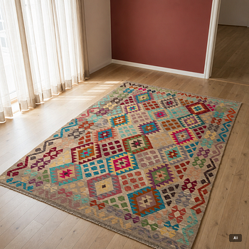 A Kelim rug, c. 252 x 180 cm.