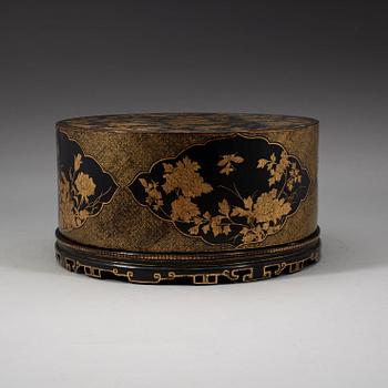 A black lacquer cabinet box with multiple drawers, Qing dynasty, 19th Century.