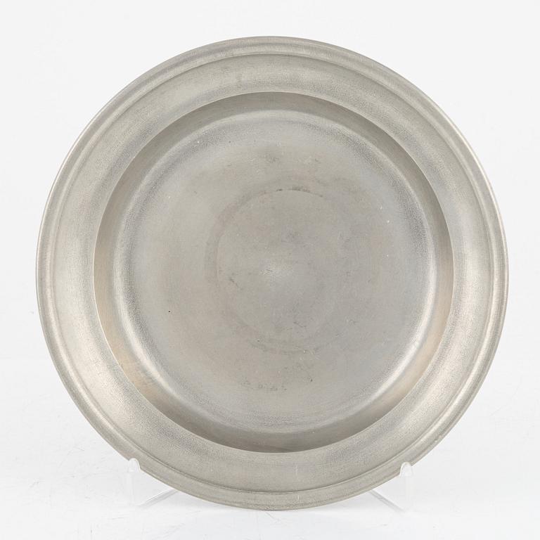 A group of eight Swedish pewter dishes, 18th-20th Century, including Mathias Norling, Jönköping, 1863.