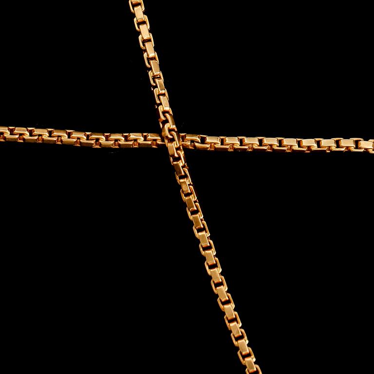 KLOCKKEDJA, 18 k guld, venetiansk länk. Vikt ca 24 gram.