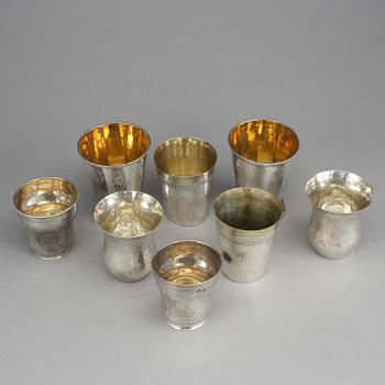 BÄGARE, 8 st, Osmanska riket/Turkiet, 1800/1900-tal.  Tot vikt ca 1031 gram.