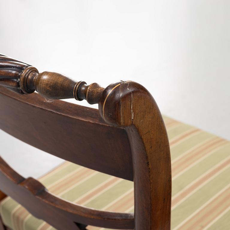 A set of six mahogany regency dining chairs, first part of the 19th Century.