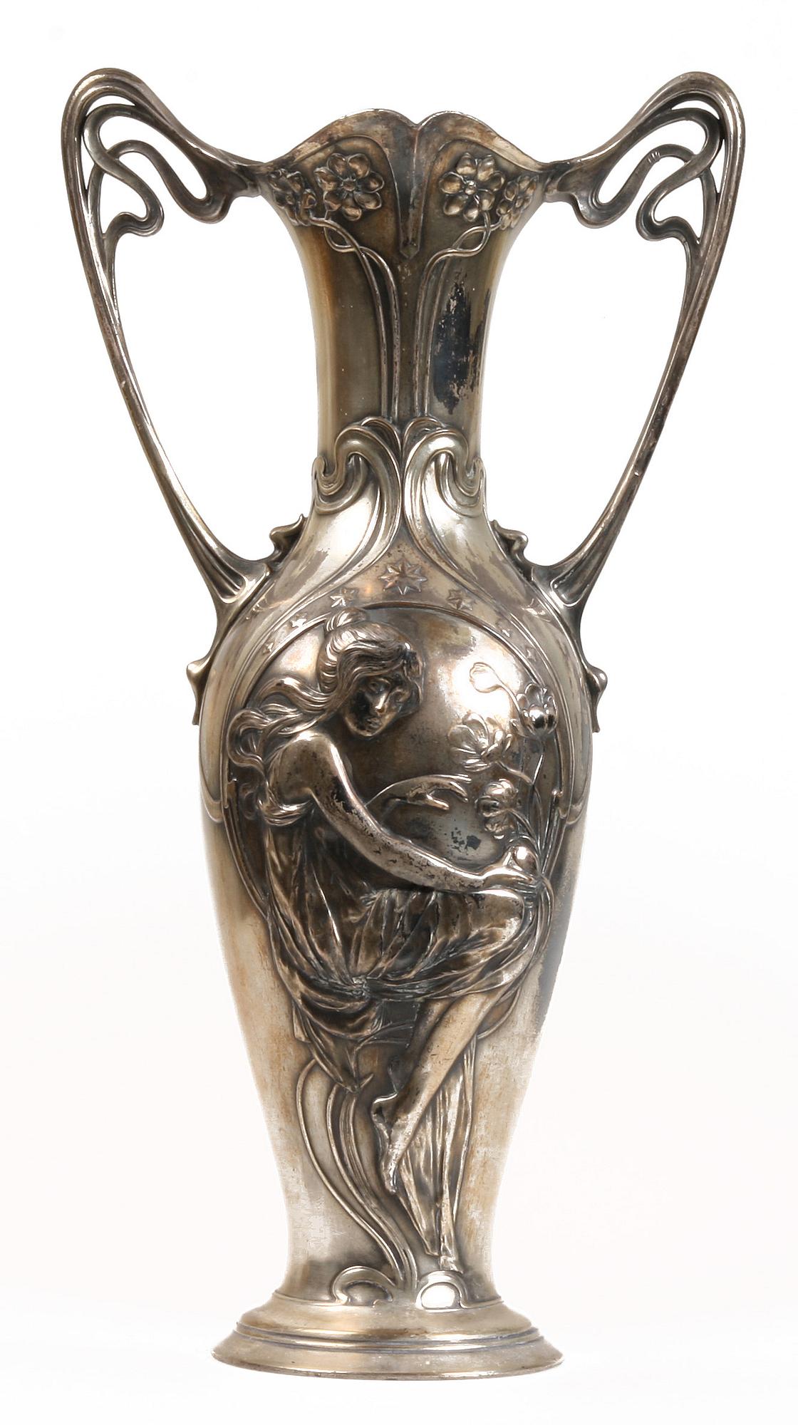 VAS, vitmetall, WMF, jugend, omkring sekelskiftet 1800/1900.