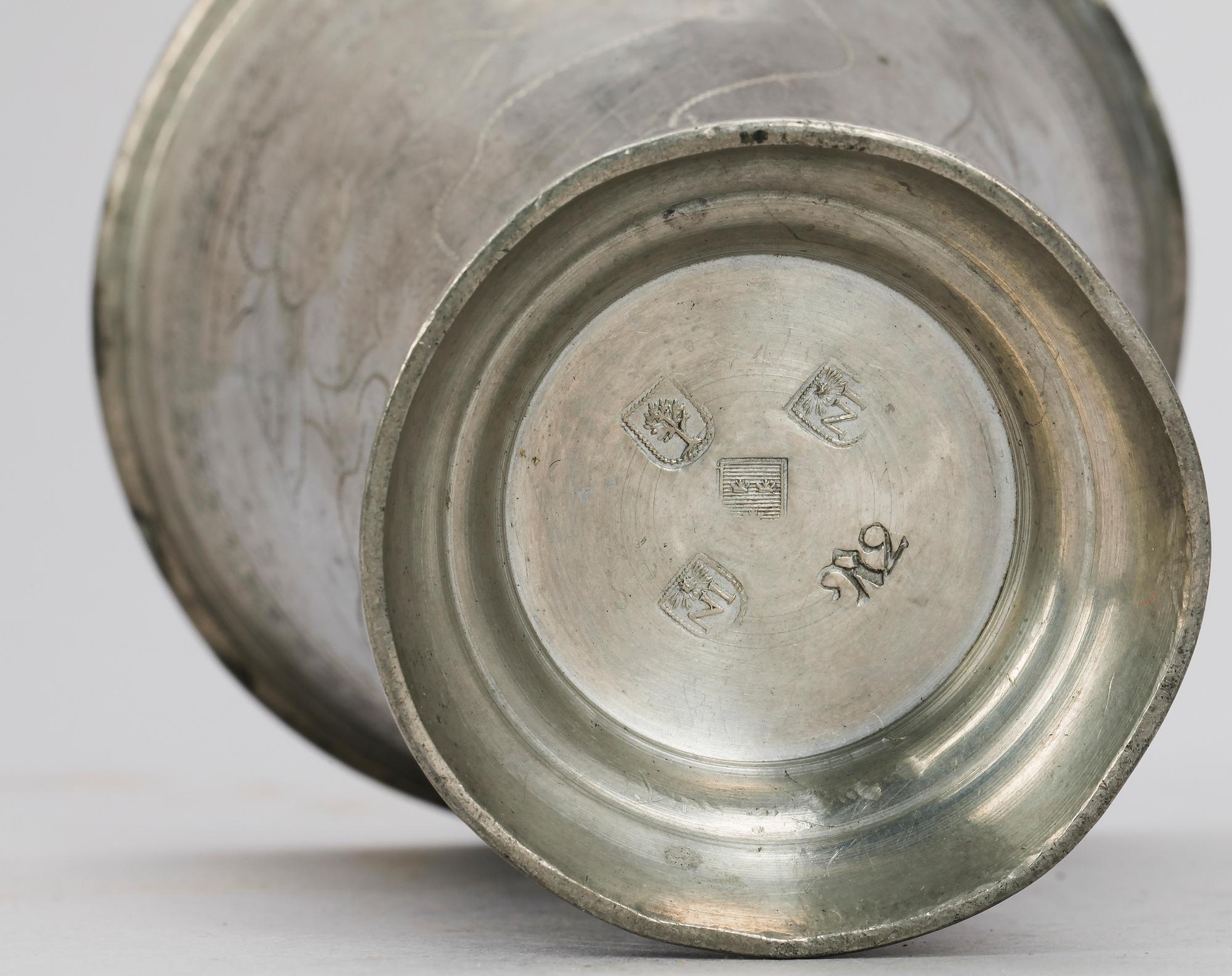 BÄGARE, tenn, Nicolaus Justelius, Eksjö 1799.