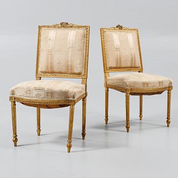 STOLAR, ett par, gustaviansk stil, omkring år 1900.