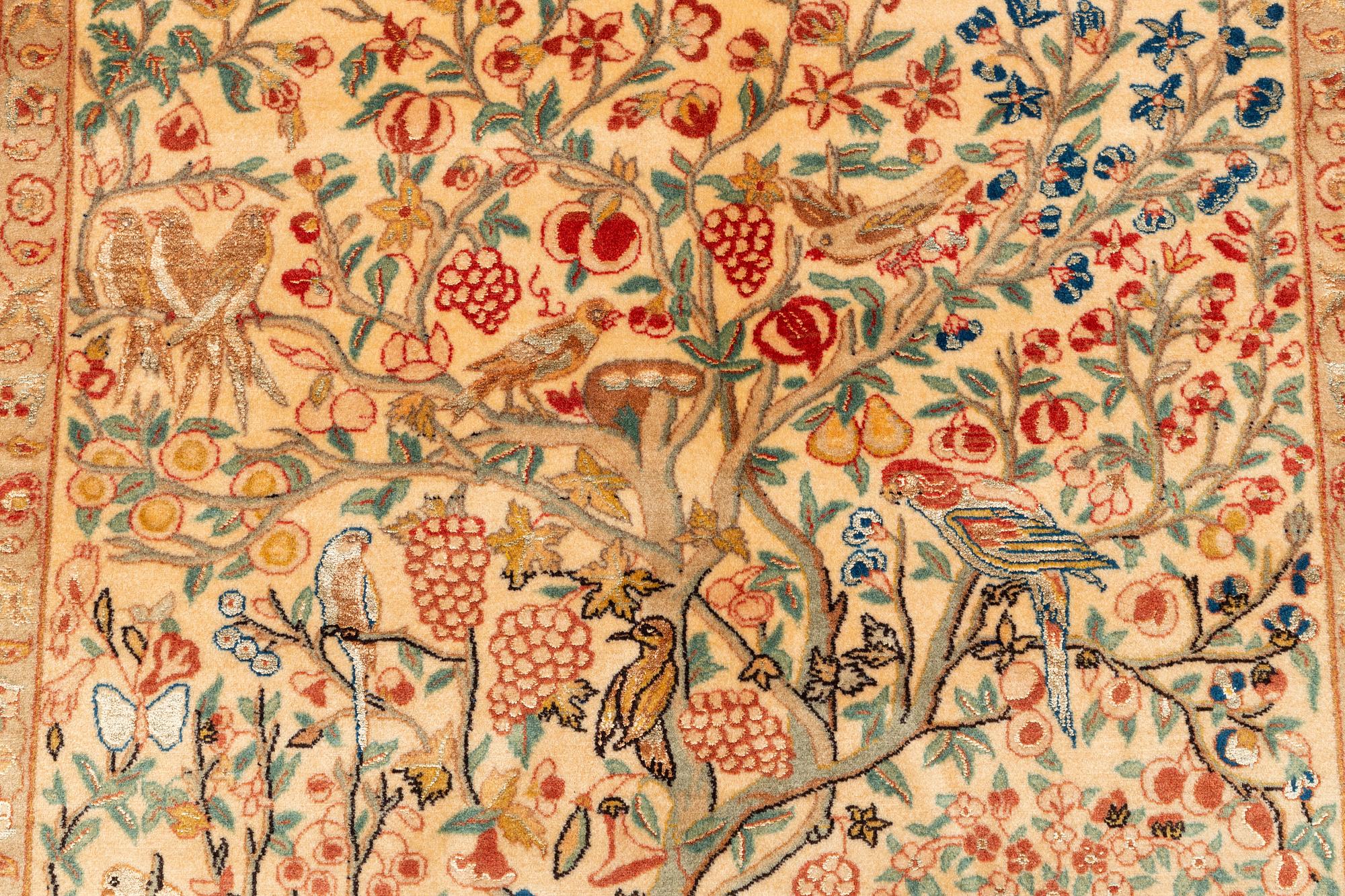 Matta, old Teheran part silk, ca 216 x 136 cm.