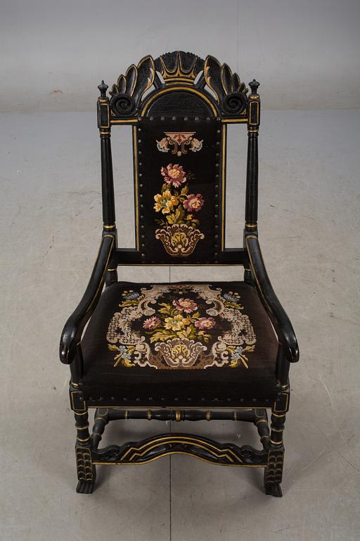 KARMSTOL, barockstil. 1800/1900-tal.