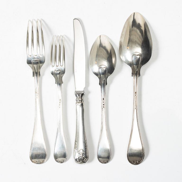 A Swedish silver cutlery service, model "Gammal fransk", including with mark of G Möllenborg, Stockholm 1907 (24 pieces).