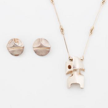 Björn Weckström, necklace and earrings, silver.