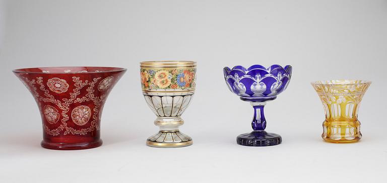 PARTI GLAS, 8 delar, bla Böhmiskt, 1800/1900-tal.