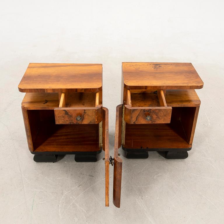 Bedside tables, a pair, Art Deco, first half of the 20th century.