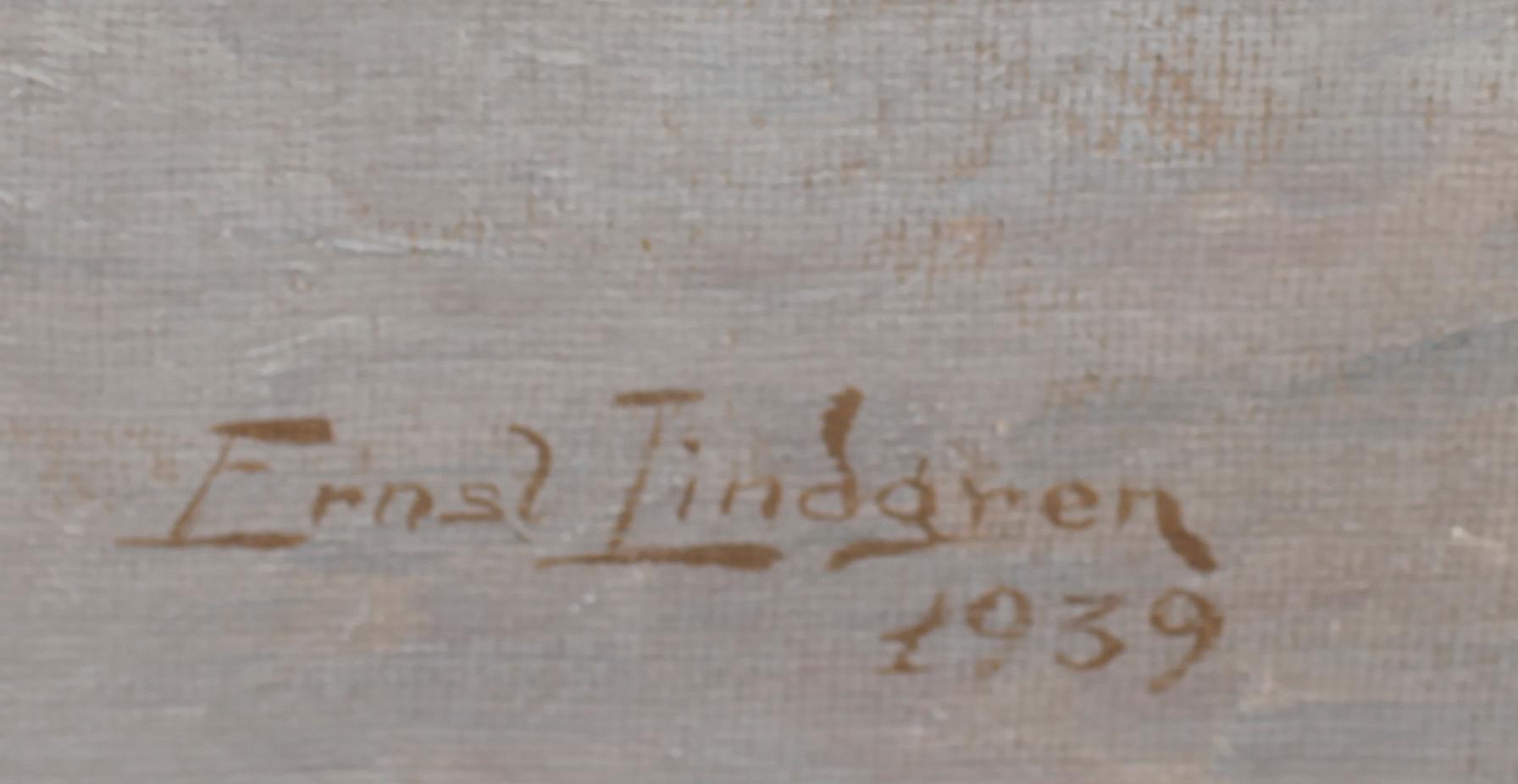 ERNST LINDGREN, olja på pannå, signerad.
