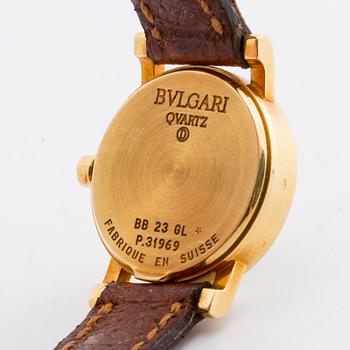 BVLGARI, wristwatch, 18K gold, 23 mm, Ref nr BB 23 GL, black dial, quartz.
