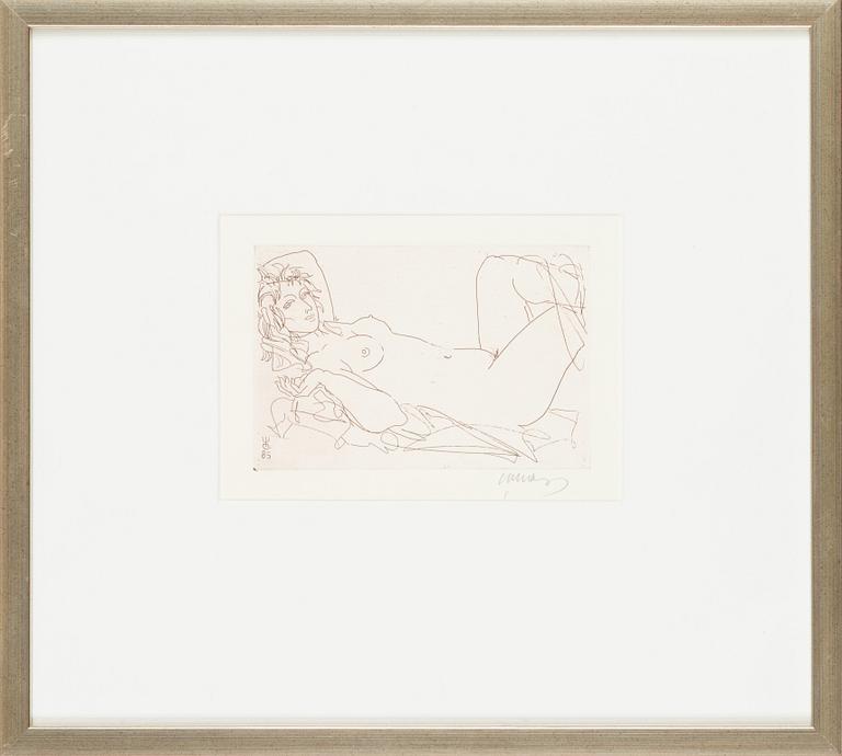 Evald Okas, etching, signed in pencil, dated -85.