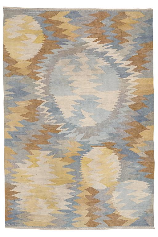 Barbro Nilsson, A carpet, "Solfläckar", flat weave, ca 305-306,5 x 206,5-208 cm, signed AB MMF BN.