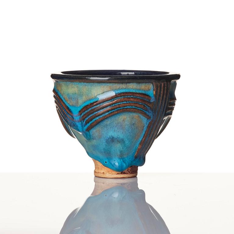 Wilhelm Kåge, a set of three Farsta stoneware vases, Gustavsberg Studio, two dated 1948 and 1950.