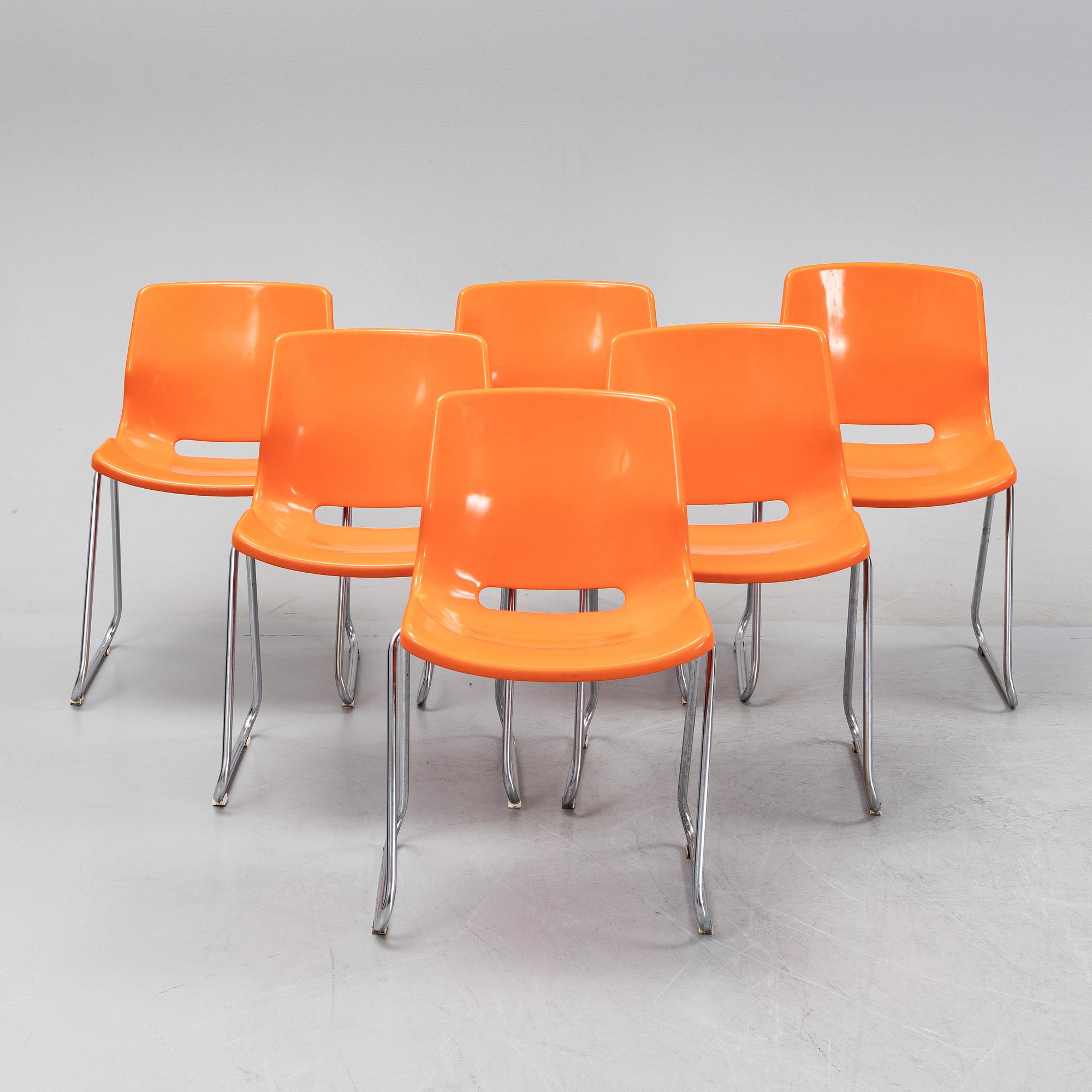 Svante Schöblom, stolar, 6 st, "Clipper", Overman, 1970-tal.