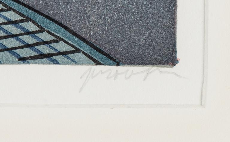 Svenolov Ehrén, färglitografi, 1991, signerad provtryck.