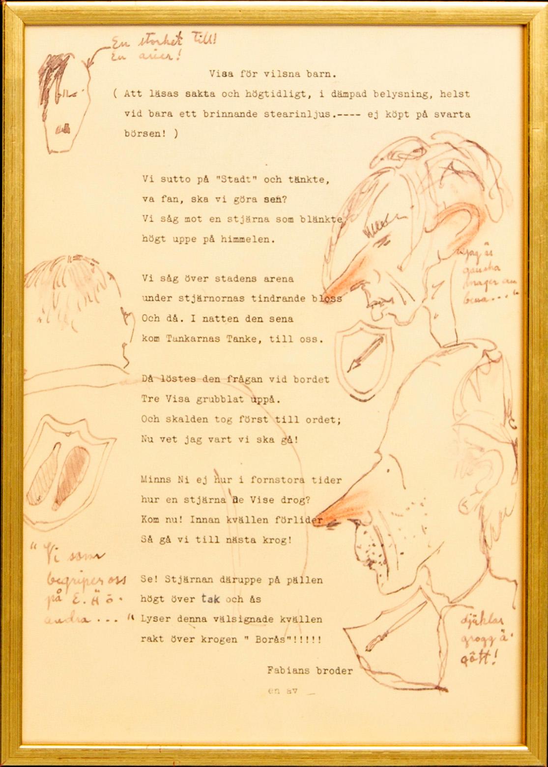 Nils Ferlin, a poem with drawings by Svän Grandin.